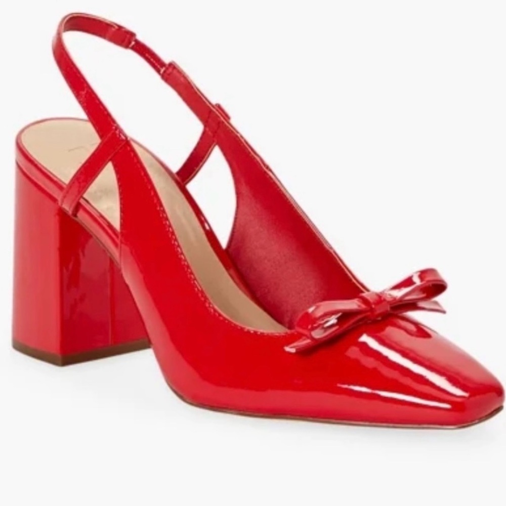 JustFab Glossy Patten Leather Red Slingback Heels